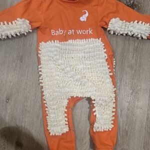 Cozy Orange Baby at Work Footie